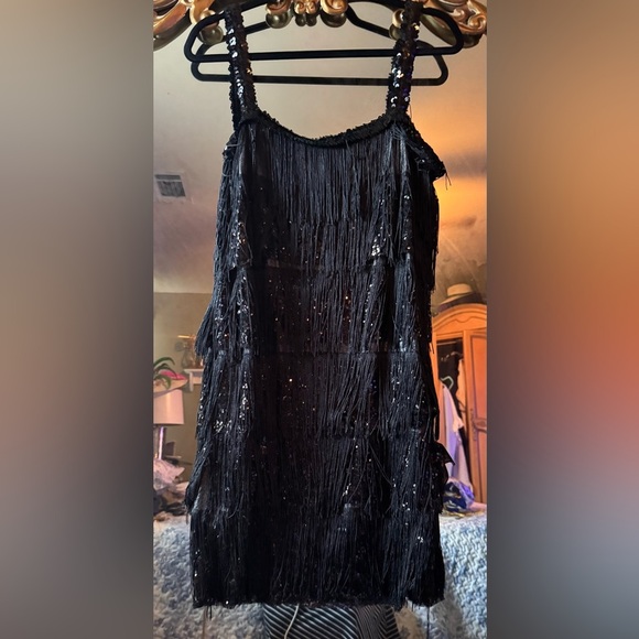Amscan Elegant Black  1920s flapper Dress - Picture 2 of 5